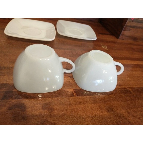 Set Of 2 Two Fire King Azurite Blue Charm 2 Cups And 2 Saucers Baby Pale Blue - Picture 3 of 6